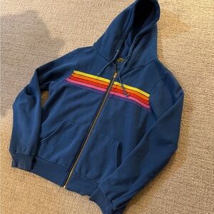 Aviator Nation Blue Hoodie with Yellow Accents